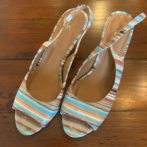 Size 9.5 J. Renee Sling Back multi color heels